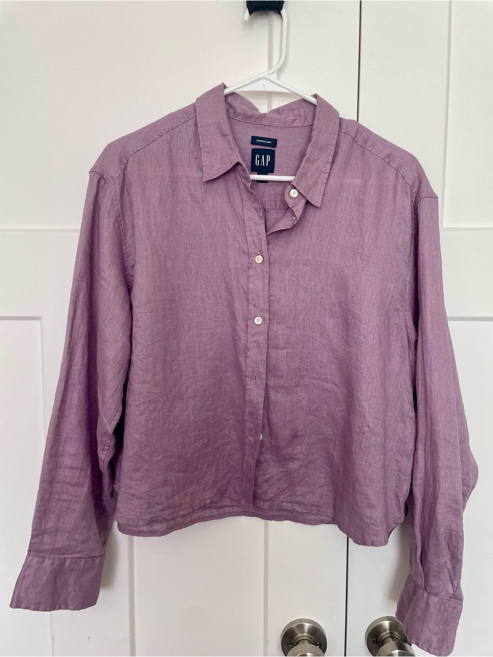 GAP Mauve Cropped Linen Shirt